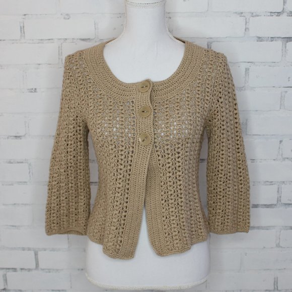 Talbots Short Sleeve Crochet Sweater - Picture 1 of 4